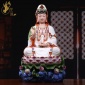 梵趣  德化陶瓷多尺寸坐全莲观音像 全彩观音佛像工藝品摆件白瓷